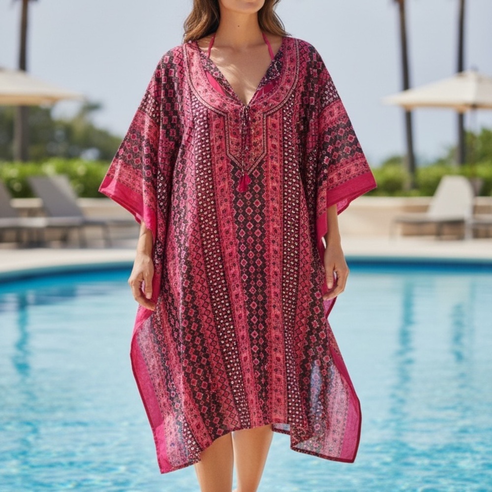 Elegant Pink and Black Swim Cover-Up